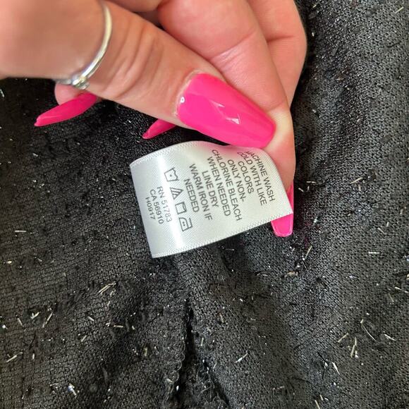 NEW Maurices cardigan black & silver tensel textured front pockets SZ 0 sparkley - Picture 9 of 13